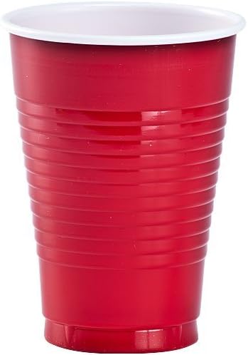 Dimensões da festa 20 Conte de copos de plástico, 12 onças, vermelho