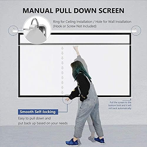 Tela de projeção de cinema, tela portátil dobrável de tela 60-84 polegadas 16: 9 Manual Pull Screen