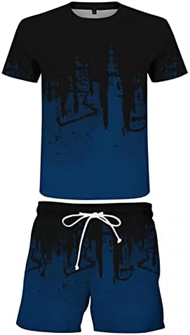 Masculino corante de tinta curta de manga curta Tops de verão e shorts Conjuntos de esportes