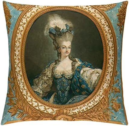 Rainha antiga Marie Antoinette Mulher elegante Retrato Belas artes de peças de travesseiro Quadrado Caso de