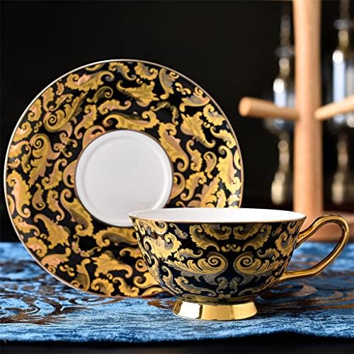 Zhuhw 15 PCs Classic Style Ceramic Tea Conjunto de porcelana dourada Conjunto de bebidas para chá da