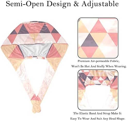 Triângulo Mosaic Cap com botões e banda de suor Amarta ajustável Back Bouffant Hats for Mulher Men