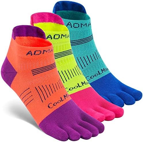 Meias Aomagic Colorful Due para homens Athletic, correndo cinco dedos, suave, confortável, wicking de umidade, leve