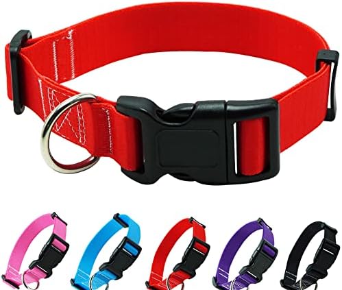 Sépxufore Red Dog Collar, Nylon Dog Collar, colar de cachorro ajustável clássico, 5 tamanhos para cachorros