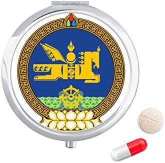 Mongolia National Emblem Pill Caso Pocket Medicine Storage Box Rechaner Dispenser