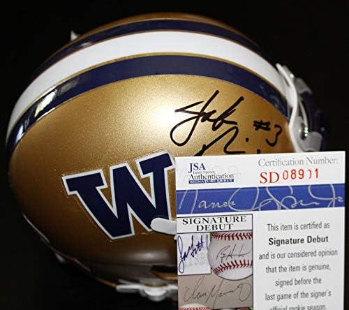 Jake Browning assinou Washington Huskies Mini Capacete de Futebol com JSA COA 2 C - Mini capacetes