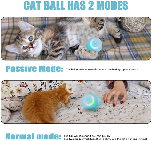 Bola de brinquedos de gatos interativos de pakesi, automático 360 ° Rolamento auto -rotativo com