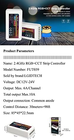 LGIDTECH FUT039 MIBOXER RGB+CCT LED LED LIGHT Caixa, DMX512 Compatível via FUTD01