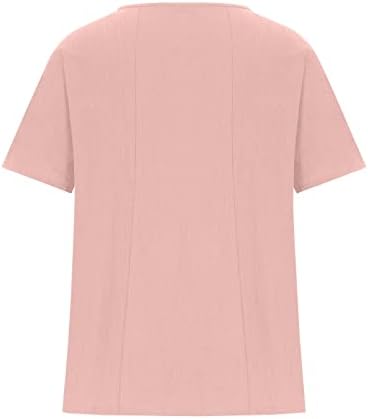 Camisetas de linho de algodão de grandes dimensões para mulheres plus size butão de manga curta Tops