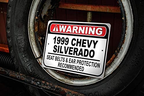 1999 99 Chevy Silverado Seat Belt Recomendou placar rápido, sinal de garagem de metal, decoração de parede, sinal de carro GM - 10x14 polegadas