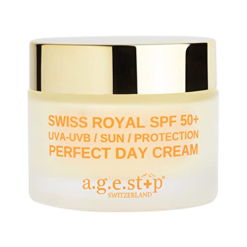 A.G.E. Swiss Royal SPF de 50 dias mais creme, creme de rosto com SPF, protetor solar hidratante anti -envelhecimento