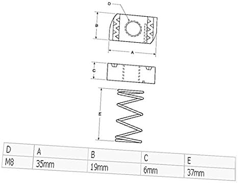X-Dree 10pcs M8 x 6mm de acabamento de zinco nozes de mola para canais Unistrut Empreiteiros (Tuercas de