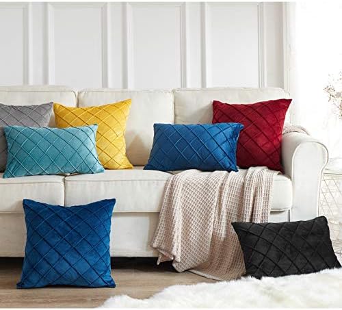BEBEN PACK de 2 travesseiros de veludo de veludo sofá -lances de almofada decorativa 12x20 Caixa de almofada sólida