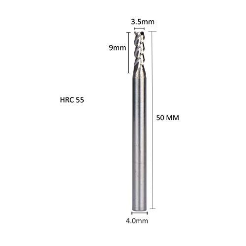 3 peças - 3 flautas finais de extremidade para alumínio, 3,5 mm de diâmetro de corte HRC 55 CNC Spiral