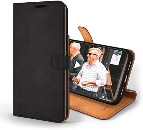 Caixa de couro de Snakehive iPhone 14 Pro Max | Caixa de telefone da carteira de couro genuína com suporte