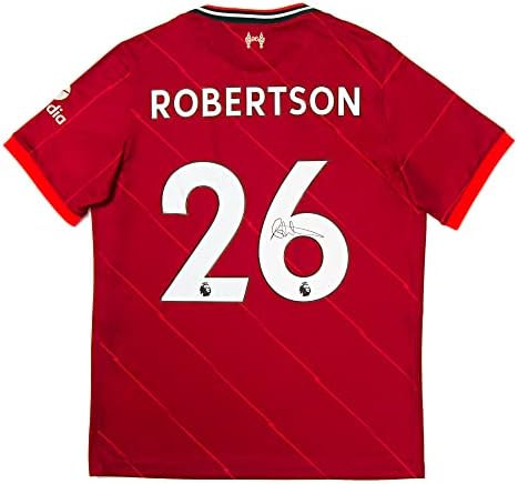 Assinou autenticamente Andy Robertson Liverpool Home Jersey para os fãs vermelhos, branco