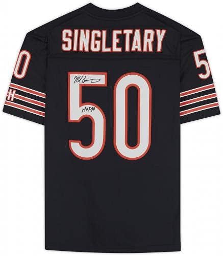 Mike Singletary Chicago Bears autografou Mitchell & Ness Navy Replica Jersey com inscrição HOF 98 - camisas da