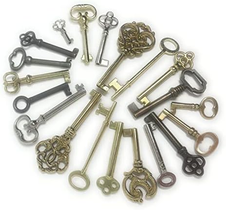 Reprodução do conjunto de chave de esqueleto de metal para móveis antigos - portas de armário, relógios do avô,