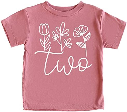 Duas camisas florais de 2º aniversário para crianças pequenas do segundo aniversário