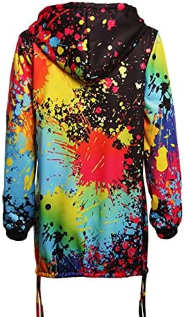 Zíper das mulheres com capuz Rainbow 2021 tingimento de tingimento de tingimento de impressão de casaco para fora