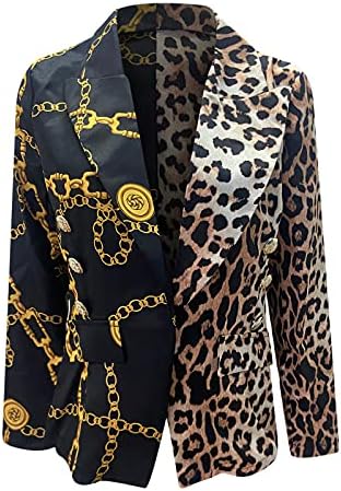 Blazers de moda para mulheres Jaqueta casual Casual Leopardo Longa de manga comprida