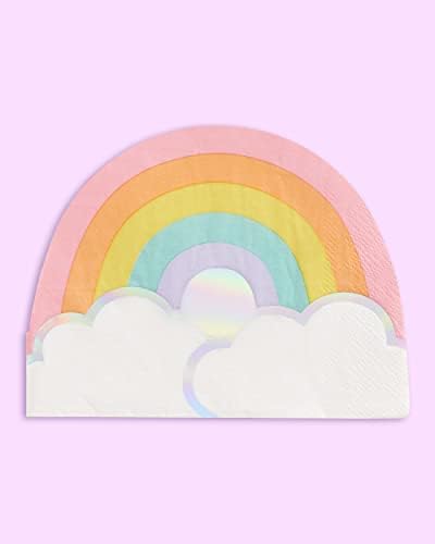 XO, guardanapos de arco -íris fetti - 3 camadas, 25 pcs | Decorações de festa de aniversário feliz pastel, festa