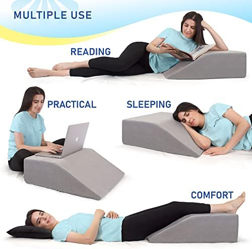 Travesseiro de elevação da perna HealthEx com tampo de espuma de memória - travesseiro de descanso de perna