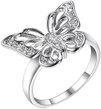Mulheres criativas Bracelete de zircão Animal Jóias Butterfly Ring Ring Moda Moda Princesa Anel de noivado Tentando