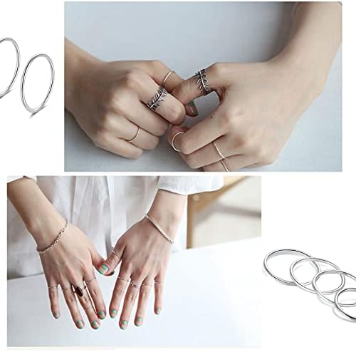 Candyfancy 925 Sterling Silver 1,2 mm Midi Anéis finos para mulheres Knuckle Band Banda de empilhamento