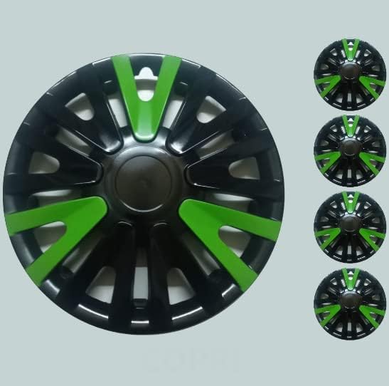 Conjunto de copri de tampa de 4 rodas de 4 polegadas de 14 polegadas verde-preto