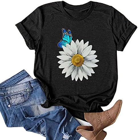 Camisetas para mulheres plus size, margarida camisetas gráficas de flores inspiradoras camiseta