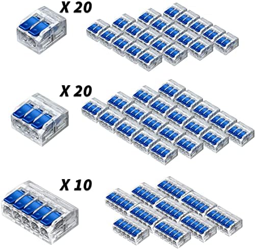 50 PCS Conectores de arame da alavanca, Conectores de variedade de conector de fio elétrico Kit de conectores de