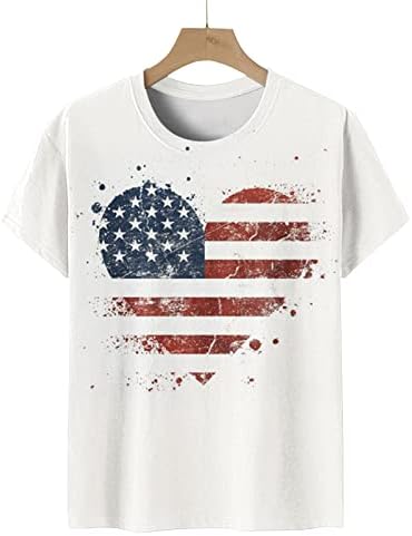 4 de julho Tops patrióticos, 2023 Tshirts for Women Fashion American Flag Top Stripes T-shirts Independence