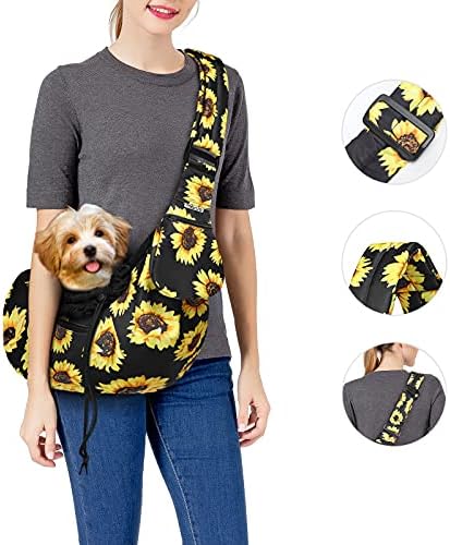 Mosis Dog Cat Carrier Sling Saco, Saco de girassol de golinha de estimação de animais de estimação Mãos