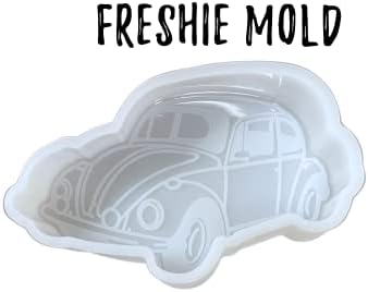 Boho retro Besouro V W Car Freshie Silicone Mold | 4 x 2,25 x 0,08 ”polegadas para aroma perfumado Beds Candle, forno de sabão seguro para 450 F Van Wagen resistente ao calor