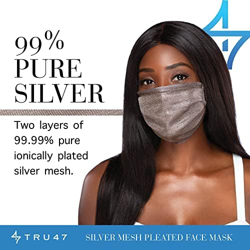 Tru47 Máscara facial de prata - máscaras de segurança protetora/longa duração/desgaste sustentável/desgaste