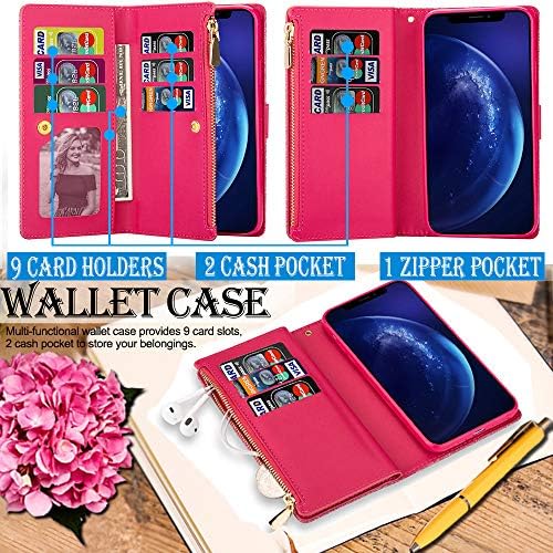 Kudex Galaxy Note 20 Caixa de carteira Ultra Bling, Case de bolsa de zíper de estande magnética