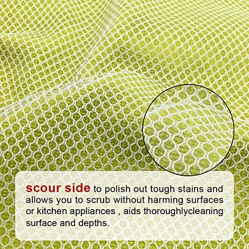 Microfiber Dish Pano de cozinha de panos de limpeza com líquido Poly Scour Side para lavar 12 x 12