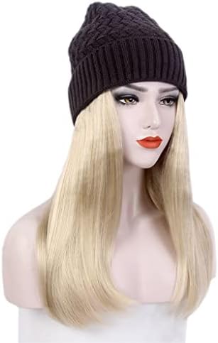 Shzbcdn Fashion Europeu e American Ladies Hair Hap uma longa peruca e chapéu loiro e chapéu de