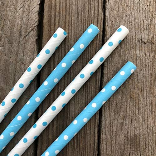 Gretas de papel azul claro e branco - bolinhas - 7,75 polegadas - 50 pacote