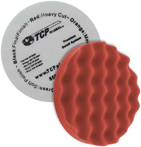 TCP Global 8 Red Waffle Buffing Bodbacking Pad Extra grossa Cutting Buffing Hook & Loop Grip Polish Car