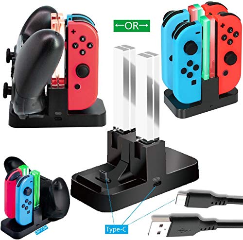 Switch Pro Controller Charger para Nintendo Switch Joy-Con, suporte de estação de carregamento com indicador