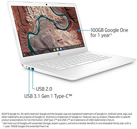 Laptop HP Chromebook de 14 polegadas com dobradiça de 180 graus, tela Full HD, processador AMD Dual-Core