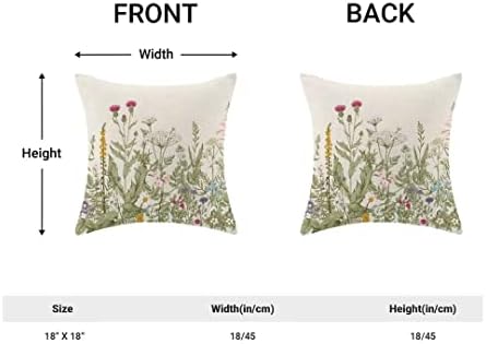 Capas de travesseiro de primavera de Aeioae 18 x 18 polegadas de 2 polegadas de 2, Farmhouse Wildflower Green