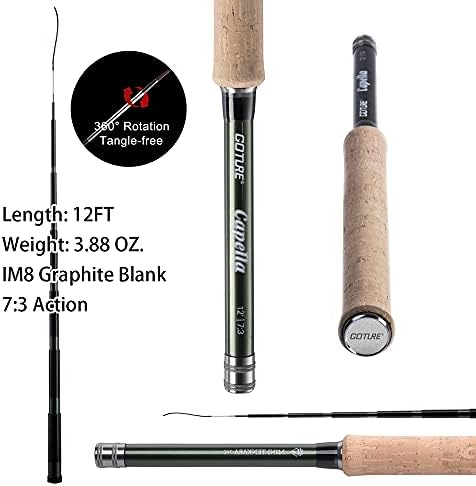 Goture Tenkara Rod Kit 12ft/3,6m Haste de pesca e kit de haste de partida com tenkara com barra