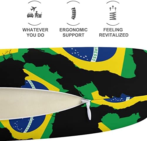 Brasil mapa bandeira de viagem travesseiro de pescoço u forma para apoio da cabeça e pesco