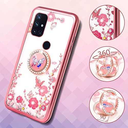 Nancheng para onePlus Nord N10 5G Case Glitter Crystal Butterfly Heart Floral Slim TPU Luxury Bling Cober