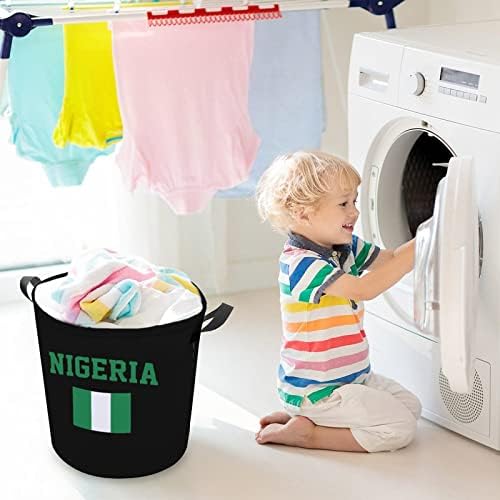 Nigéria Bandeira Bandeira Cesta de Lavanderia dobrável Lavanderia Saco de armazenamento de lavanderia com alças
