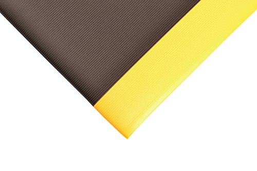 Notrax 413 Blade Runner ™ com tapete anti-fadiga com nervuras Dyna-Shield®, 3 'x 12' preto/amarelo