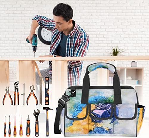 Bolsa de ferramentas de pintura de papagaio azul para homens mulheres pesadas multi-bockets largura ferramenta